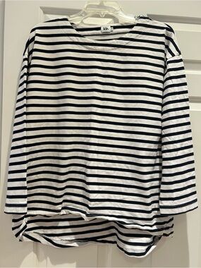 Kin Black and White Striped Long Sleeve Tee
